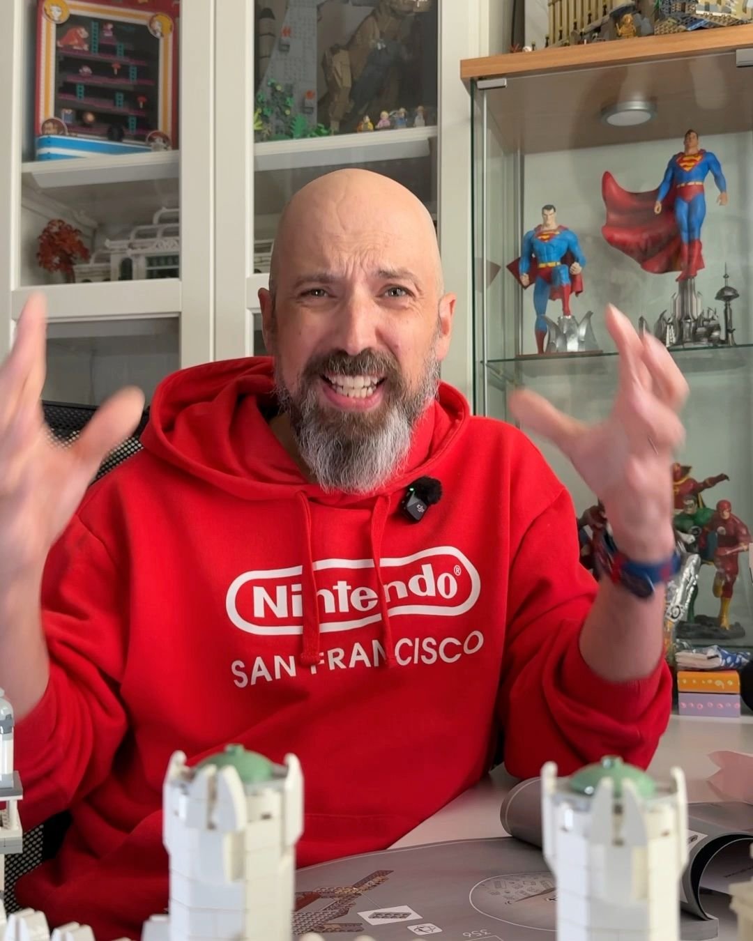 Garry with his LEGO collection, telling the instruction manual story