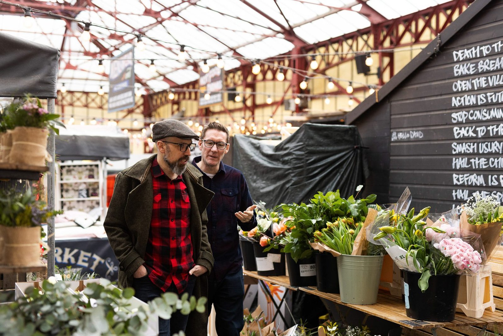 James and Garry at a market plant stall