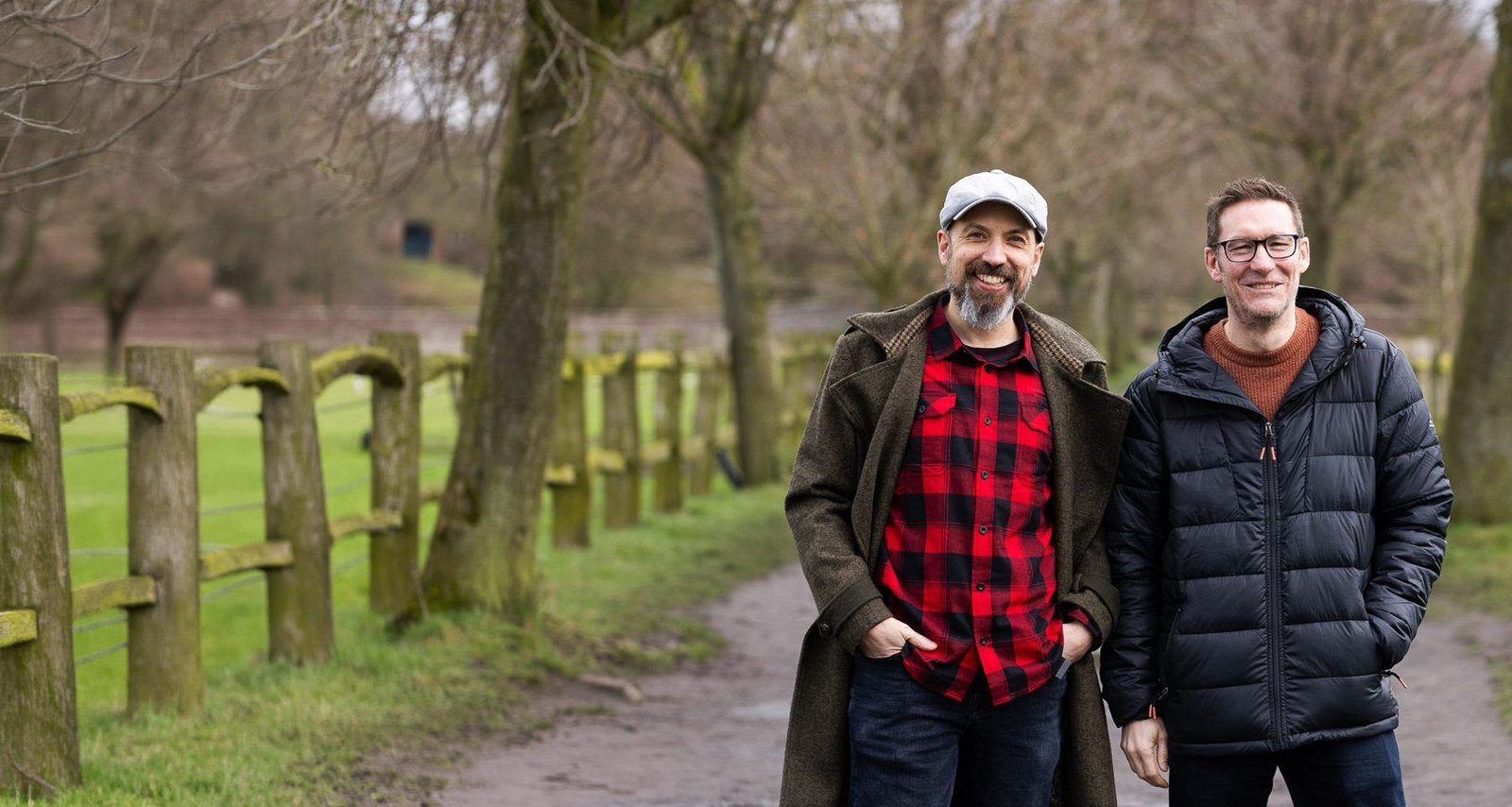 James and Garry standing on a country path